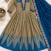 Cotton Spun Silk Festive Anarkali Suit Set with Rangoli Silk Dupatta - Image 4