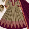 Cotton Spun Silk Festive Anarkali Suit Set with Rangoli Silk Dupatta - Image 6
