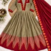 Cotton Spun Silk Festive Anarkali Suit Set with Rangoli Silk Dupatta - Image 8