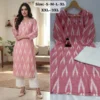 Daily Wear Handloom Style Ikkat Straight Kurta with Flared Cotton Palazzo - Image 8