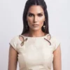 Designer Boat Neck Saree Blouse for Women | Ready-Made Party Wear Blouse with Cut-Out Back Design