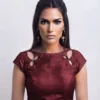 Designer Boat Neck Saree Blouse for Women | Ready-Made Party Wear Blouse with Cut-Out Back Design - Image 5