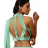 Designer Georgette Saree with Halter Velvet Blouse | Cutout Backless Cocktail Saree - Image 4