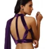 Designer Georgette Saree with Halter Velvet Blouse | Cutout Backless Cocktail Saree - Image 8