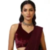 Designer Georgette Saree with Halter Velvet Blouse | Cutout Backless Cocktail Saree - Image 9