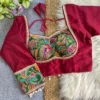 Designer Mumtaz Cut Saree Blouse – Roman Silk Contrast Paisley Print & 3/4 Elbow Sleeves - Image 14