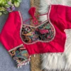 Designer Mumtaz Cut Saree Blouse – Roman Silk Contrast Paisley Print & 3/4 Elbow Sleeves - Image 7