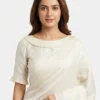 Designer Pleated Neck Saree Blouse for Women | Ready-Made Party Wear Blouse with Ruffled Short Sleeves - Image 2