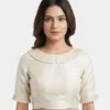Designer Pleated Neck Saree Blouse for Women | Ready-Made Party Wear Blouse with Ruffled Short Sleeves - Image 3