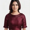 Designer Pleated Neck Saree Blouse for Women | Ready-Made Party Wear Blouse with Ruffled Short Sleeves - Image 5