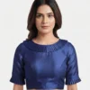 Designer Pleated Neck Saree Blouse for Women | Ready-Made Party Wear Blouse with Ruffled Short Sleeves - Image 7