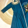 Designer Rangoli Silk Anarkali Gown with Dupatta – 10M Heavy Flair Handwork Long Kurti for Festive & Wedding Wear - Image 10