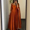 Designer Rangoli Silk Anarkali Gown with Dupatta – 10M Heavy Flair Handwork Long Kurti for Festive & Wedding Wear - Image 2