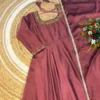 Designer Rangoli Silk Anarkali Gown with Dupatta – 10M Heavy Flair Handwork Long Kurti for Festive & Wedding Wear - Image 5