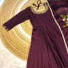Designer Rangoli Silk Anarkali Gown with Dupatta – 10M Heavy Flair Handwork Long Kurti for Festive & Wedding Wear - Image 6