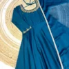 Designer Rangoli Silk Anarkali Gown with Dupatta – 10M Heavy Flair Handwork Long Kurti for Festive & Wedding Wear - Image 8