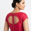 Designer Raw Silk Backless Blouse | Trendy Keyhole Cut-Out Party Wear Saree Blouse