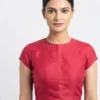 Designer Raw Silk Backless Blouse | Trendy Keyhole Cut-Out Party Wear Saree Blouse - Image 3