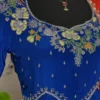 Designer Royal Blue Silk Long Gown & Contrast Orange Dupatta | Ethnic Party Wear - Image 5