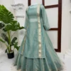 Designer Salsa Butti Kurti with Crush Lehenga Set | Lace Work Ethnic Kurti with 4.5M Flared Skirt - Image 2