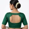 Designer Scalloped Back Neck Blouse | Solid Raw Silk Puff Sleeve Saree Blouse Online