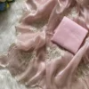 Designer Shimmer Jimmy Choo Saree | Handcrafted Floral Sequence Work & Scalloped Cut Work Border Party Wear Saree - Image 6
