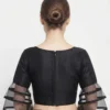 Designer V-Neck Saree Blouse for Women | Ready-Made Party Wear Blouse with Layered Sheer Ruffle Sleeves - Image 3