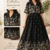 Designer Vichitra Silk Long Gown with Embroidered Short Shrug Jacket – Collar Neck 2-Piece Ethnic Frock - Image 4