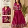 Designer Vichitra Silk Long Gown with Embroidered Short Shrug Jacket – Collar Neck 2-Piece Ethnic Frock - Image 5
