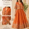 Designer Vichitra Silk Long Gown with Embroidered Short Shrug Jacket – Collar Neck 2-Piece Ethnic Frock - Image 6