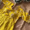 Designer Viscose Tissue Silk Maggam Work Flared Gown | Hand Embroidered Zardozi Neckline Festive & Wedding Party Wear Long Maxi Dress - Image 2