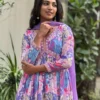Digital Floral Muslin Alia Cut Kurta Set with Chiffon Dupatta & Pant – 3-Piece Festive Party Wear - Image 7