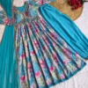 Digital Floral Muslin Alia Cut Kurta Set with Chiffon Dupatta & Pant – 3-Piece Festive Party Wear - Image 9