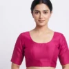 Elegant Raw Silk Party Wear Blouse with Back Button Detailing | Buy Saree Blouses Online - Image 2