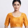 Elegant Raw Silk Party Wear Blouse with Back Button Detailing | Buy Saree Blouses Online - Image 3