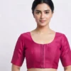 Elegant Raw Silk Party Wear Blouse with Back Button Detailing | Buy Saree Blouses Online - Image 5