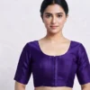 Elegant Raw Silk Party Wear Blouse with Back Button Detailing | Buy Saree Blouses Online - Image 6