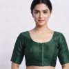 Elegant Raw Silk Party Wear Blouse with Back Button Detailing | Buy Saree Blouses Online - Image 7