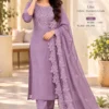 Embroidered Burberry Crush Kurta Set with Cutwork Dupatta | Festive 3-Piece Straight Suit Set