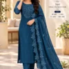Embroidered Burberry Crush Kurta Set with Cutwork Dupatta | Festive 3-Piece Straight Suit Set - Image 3