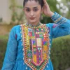 Embroidered Denim Kurti with Semi Palazzo Pant Set with Pocket | Women's Soft Denim Co-ord Set (Sizes 40–46) - Image 5