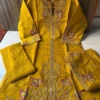 Embroidered Roman Silk Short Kurti Palazzo Set with Dupatta - Image 5