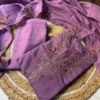 Embroidered Roman Silk Short Kurti Palazzo Set with Dupatta - Image 6