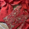 Embroidered Roman Silk Short Kurti Palazzo Set with Dupatta - Image 8