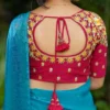 Embroidered Silk Bridal Readymade Blouse – Padded Cut Out Back with Dori & Glass Sleeves (Alterable 32-44) - Image 5