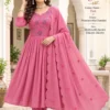 Embroidered Yoke Mul Chanderi Anarkali Suit Set with Cutwork Dupatta & Trousers | Festive Ethnic Wear - Image 5