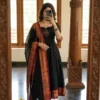 Ethnic Cotton Anarkali Kurti Pant Set with Jacquard Zari Dupatta
