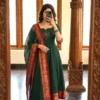 Ethnic Cotton Anarkali Kurti Pant Set with Jacquard Zari Dupatta - Image 2