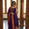 Ethnic Cotton Anarkali Kurti Pant Set with Jacquard Zari Dupatta - Image 4