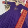 Ethnic Cotton Anarkali Kurti Pant Set with Jacquard Zari Dupatta - Image 5